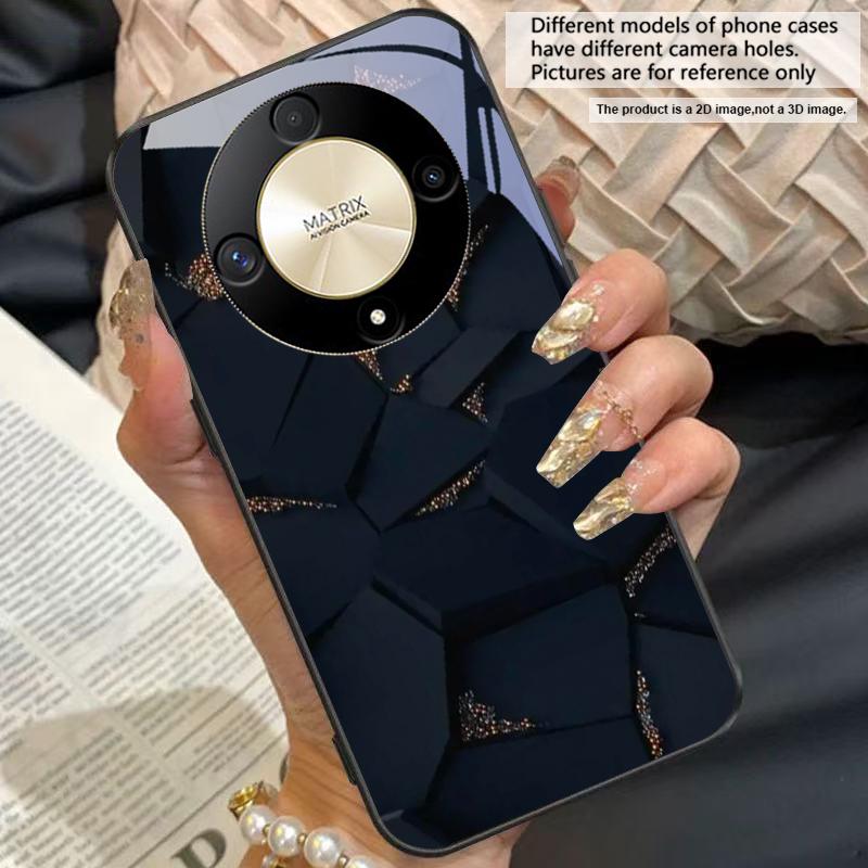 Geometric Stones For Honor 50 70 30 90 200 X5 X5b Plus X6 X8 4G 9 X9c Smart 30 Max Magic 4 5 Pro 7 Lite Glass Phone Case