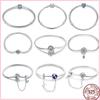 925 Silver 17-20CM Heart Pave Zirconia Original Bracelets Infinity Bracelet Fit DIY Charms Bead Birthday Jewelry Gifts Hot Sale