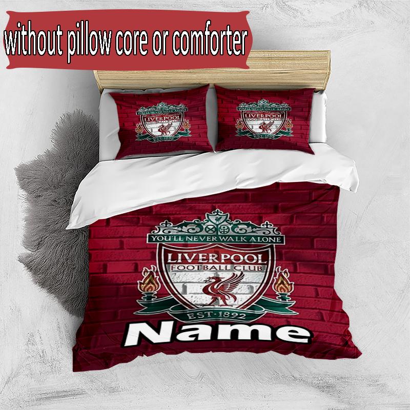 3pcs Duvet Cover Set (1*Duvet Cover + 2*Pillowcase, Without Core), Custom Name Football team F.C Pattern Bedding Set, Home Bedroom Decor Gift