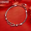 925 Sterling Silver Delicate Side Chain Romantic Bracelet Gift Jewelry