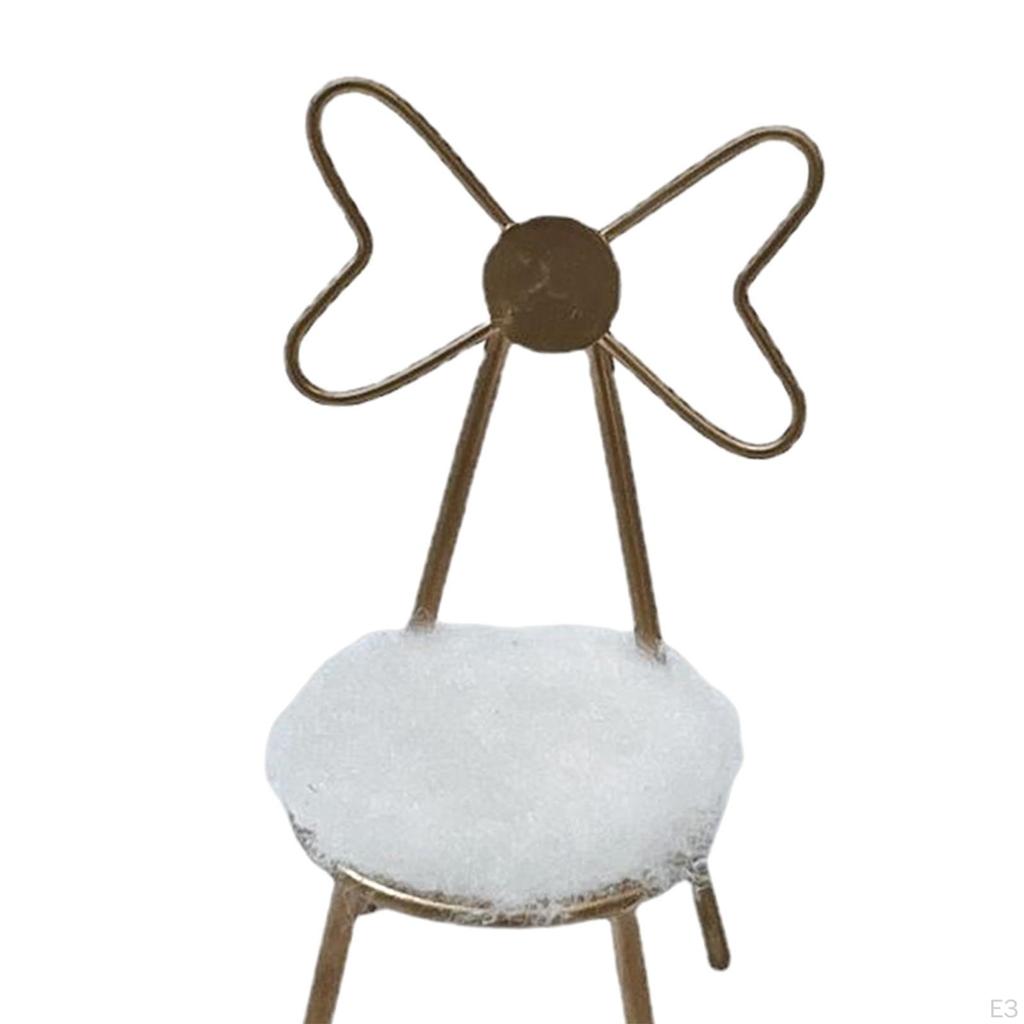 1:12 Maßstab Puppenhaus Metallstuhl mit Plüschkissen Heimdekorationszubehör