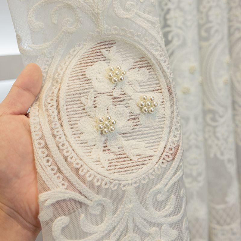 Modern Embroidery Window Screen Living Room Bedroom Balcony Gauze Curtain Floor To Floor Curtain