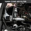 Universal Cold Air Intake Filter Clamp-On Replacement Air Filter Flange Diameter 3 inches/76mm High Performance Washable Filter Black