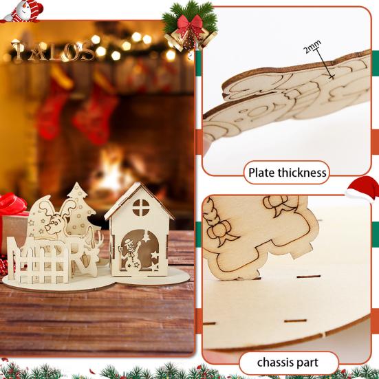 Kit de décoration de Noël en blocs de construction en bois pour maison de puzzle, décoration de bureau de Noël, bricolage éducatif pour enfants et adultes