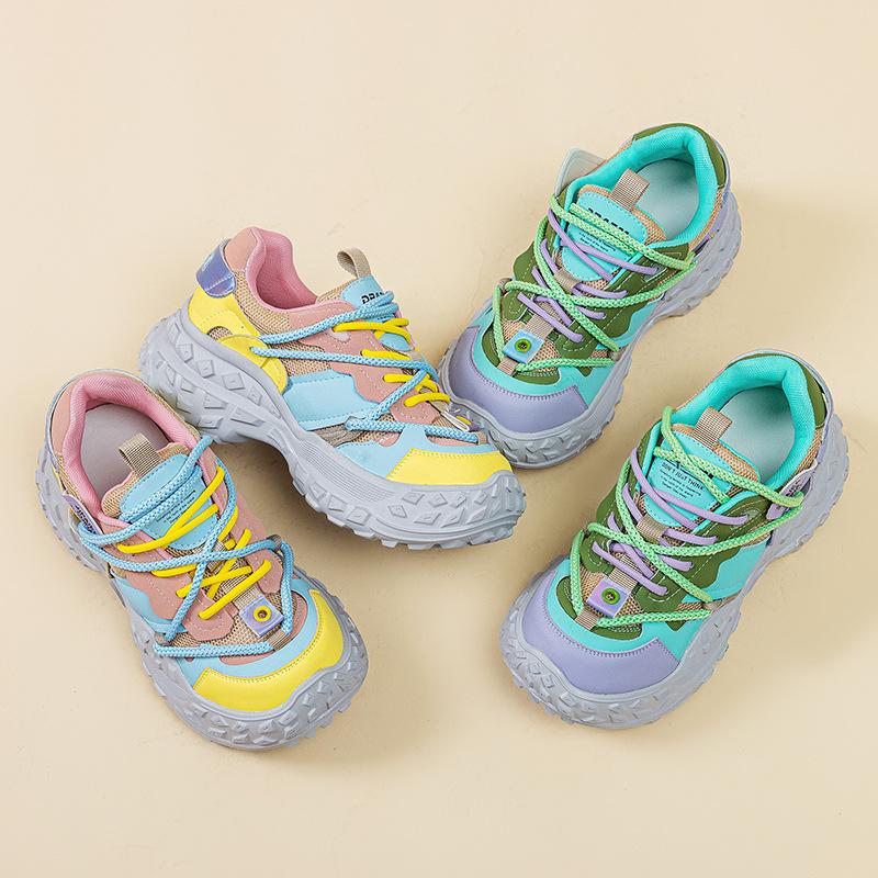 Thick-soled Dad Shoes Autumn New Leather Small Tire Sole Breathable Sports Casual Shoes