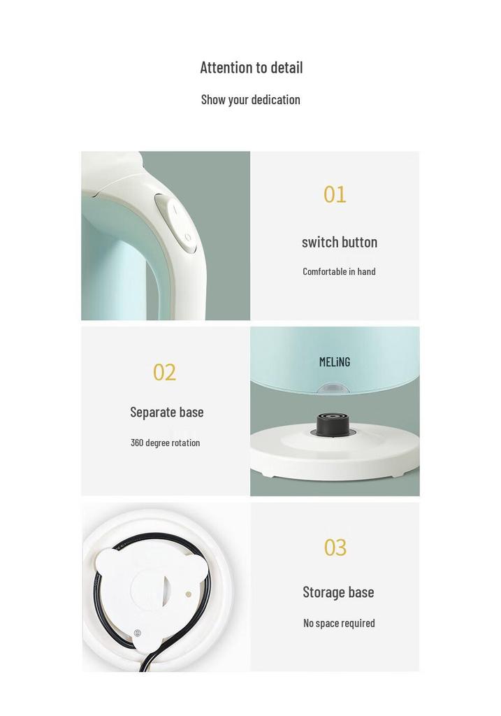 Me.Ling Multifunctional Electric Kettle with Temperature Control and Anti-Dry Protection MH-LC1820