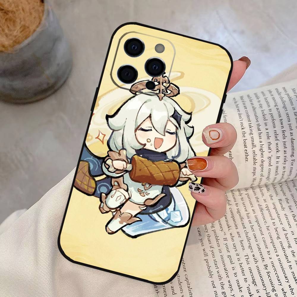 

G-Genshin Impact P-Paimon Phone Case For iPhone 17, 16,15,14,13,12,11 Plus,Pro Max, Others Soft Black Cover iPhone12Pro