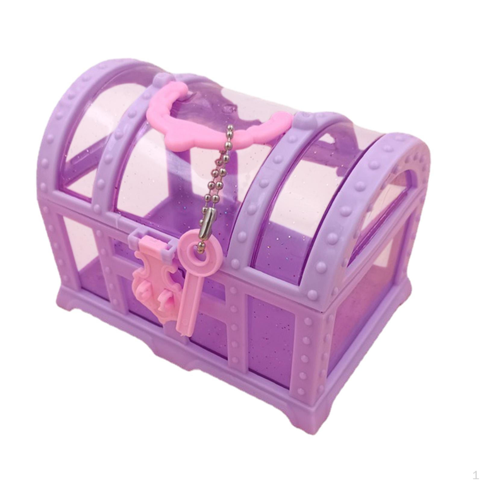 Прозрачные коробки для хранения Милый кейс Организация домашнего рабочего стола с ручкой Органайзер для косметики фиолетовый 627₽