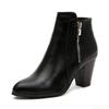 Fashion Short Boots Women's Autumn Winter Retro Thick Heel High-heeled Side Zipper Boots Large Size Simple Comfortable Women's Shoes
