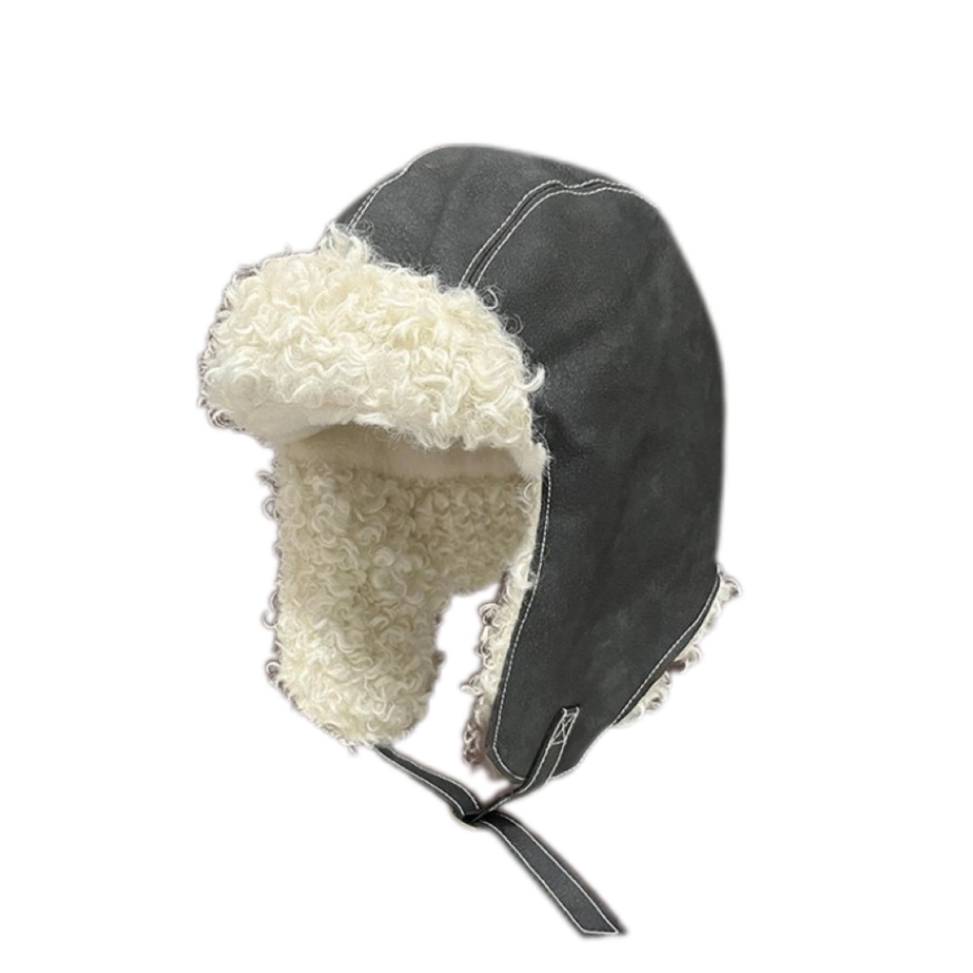 

Премиум кожа бархат утолщенные мужские и женские термошапки детская осень и зима 2025 новая универсальная защитная шапка Lei Feng M（56-58cm） серый