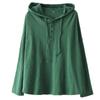 Women Vintage Hooded T-Shirts Solid Color Long Sleeve Cotton Blend Tees Spring Button Casual Loose T-Shirts