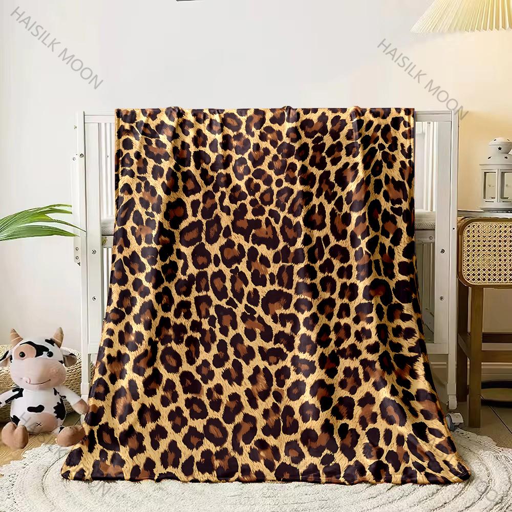 3D Colorful Leopard Theme Print Flannel Blanket Children's Air Conditioning Blanket Lunch Blanket for Daughter Girlfriend Gifts