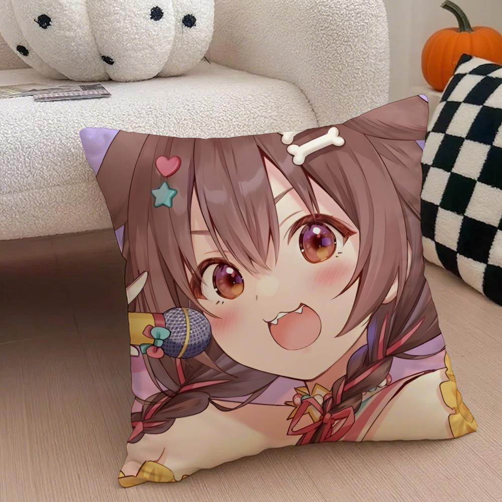 Playful Cute Japanese VTuber IINUGAMI KORONE Cushion Cover Throw Pillow Cover Hidden Button Durable Polyester Chair Cushion