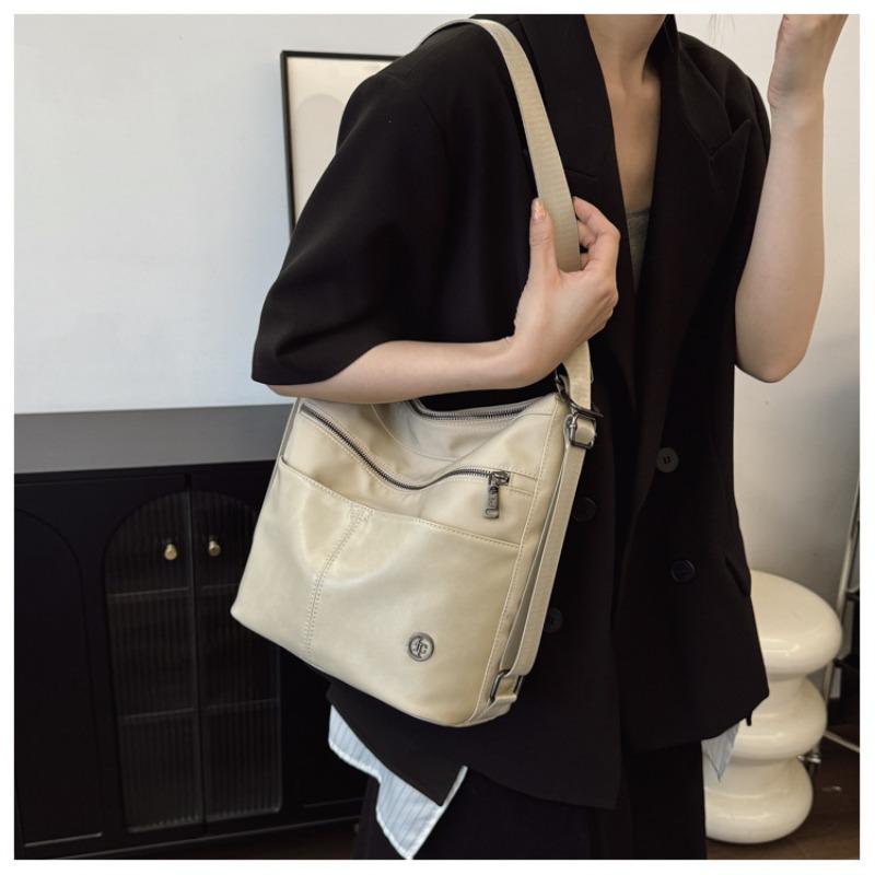 New fashionable multi-functional women's bag casual shoulder handbag trendy solid color large leather soft bag