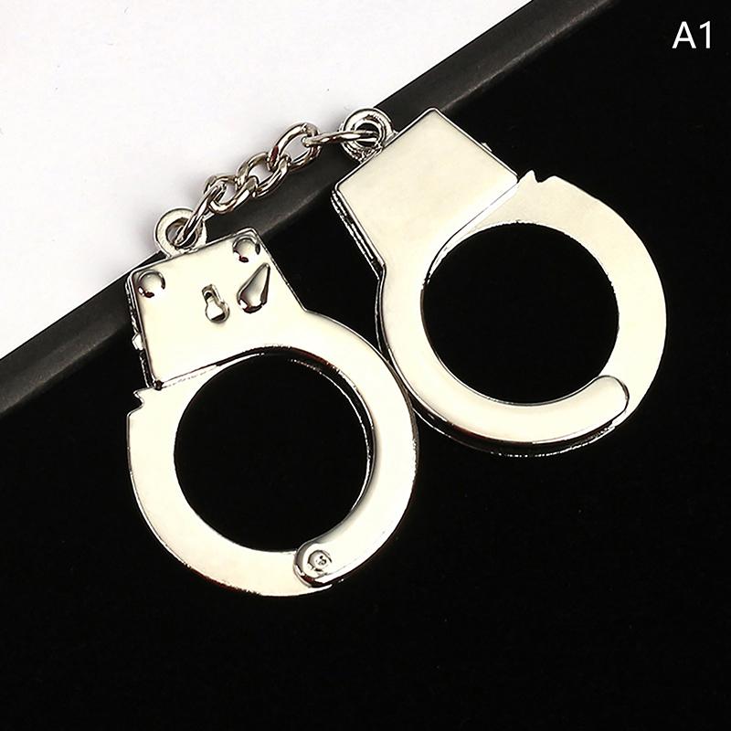 Creative Handcuffs Shaped Pendant Keychain Pink And Silver Color Keyring Bag Hanging Decoration For Men Women Punk Jewelry Gift