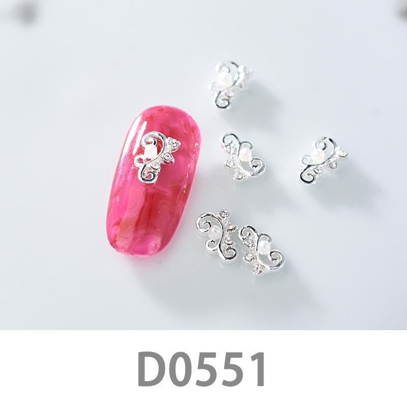 10Pcs Gold Silver Elk Antler Shape Alloy Diamond Nail Ornament Manicure Decoration Accessories