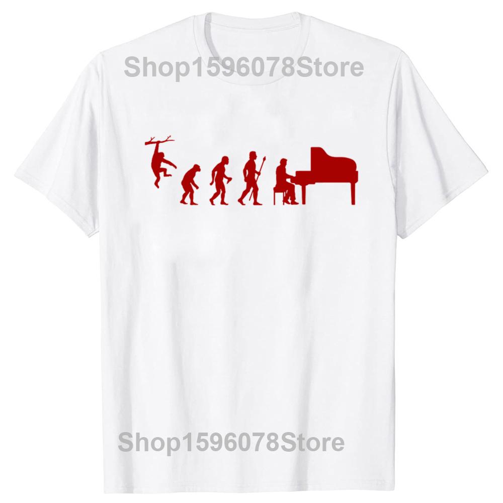 Funny Evolution T Shirt Pianist Piano Instrument Summer Graphic Streetwear Short Sleeve Birthday Gifts T-shirt Mens Clothing