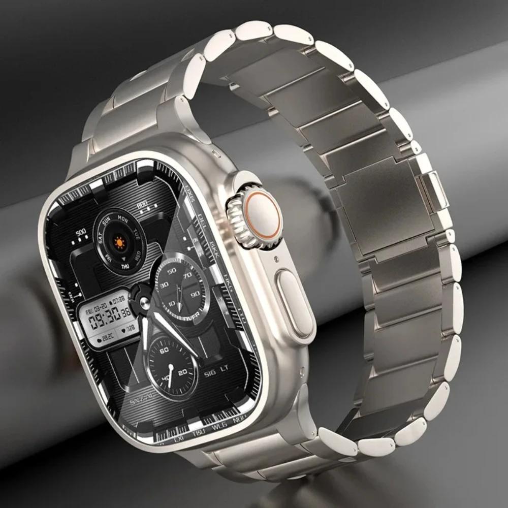 Men Titanium Band for Apple Watch Ultra 2 49mm 46mm 42mm 45 44 40 41 38mm Metal Luxury Strap for Iwatch 10 9 8 7 6 5 Se Bracelet