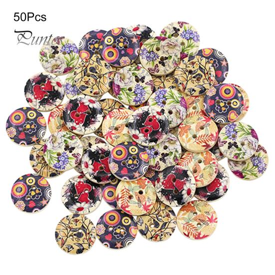 

50 шт./пакет, 2 отверстия, нежная милая деревянная пуговица с отверстиями для домохозяйки