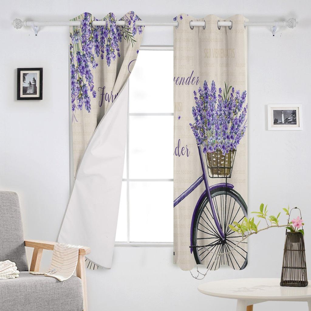 Pastoralen Stil Lavendel Fahrrad Fenster Vorhang Home Decor Vorhänge für Wohnzimmer Schlafzimmer Küche Tür Vorhang