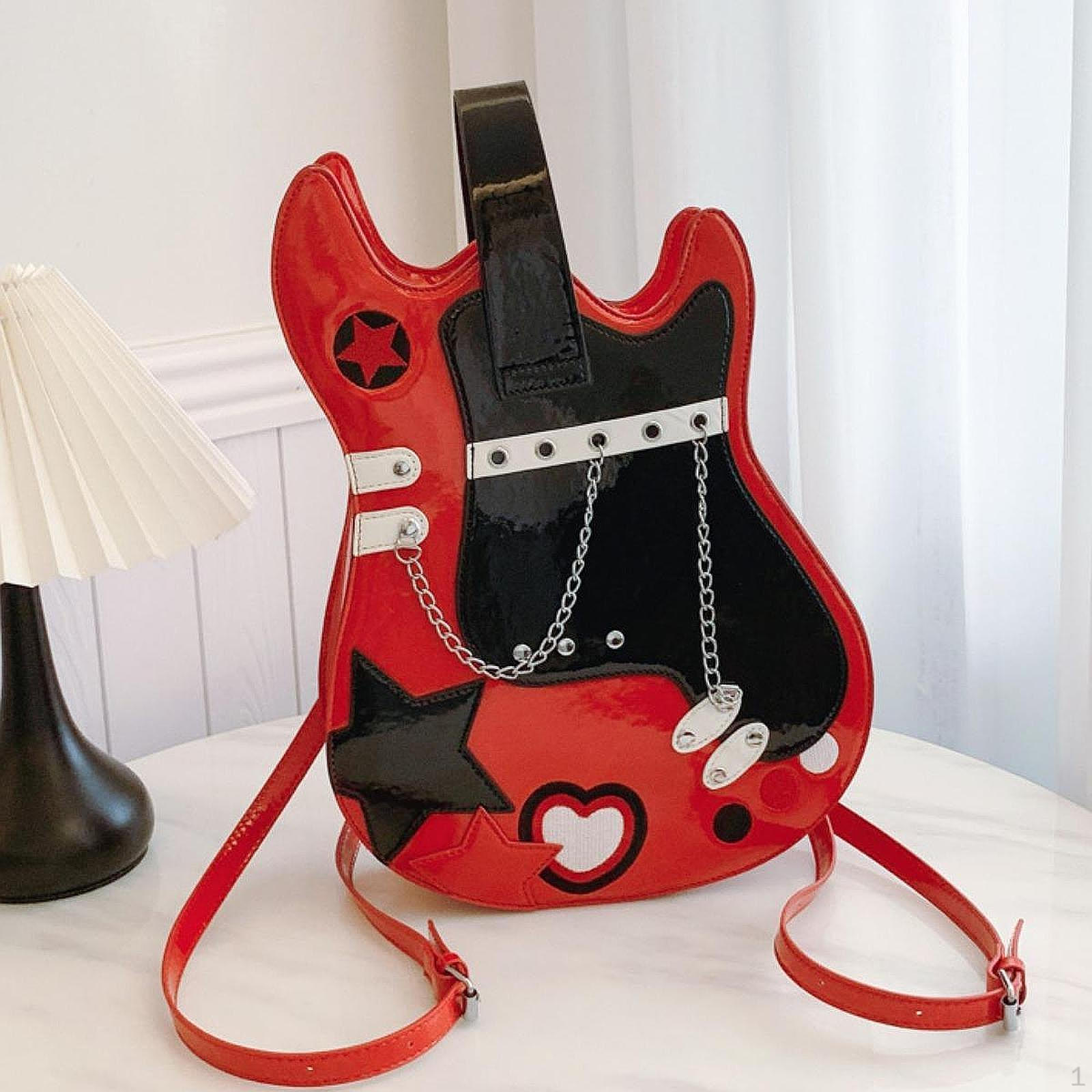 

Рюкзак у формі гітари Креативна модна сумочка для побачень, роботи, відпустки, вечірки червоний