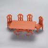 Dollhouse Mini Furniture Set: Rectangular Table and Chairs with Kitchen Food Ornaments