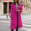 Damen Herbst-Wintermantel, Revers, lockerer langer Stil, einfarbig, dicke Strickjacke, warm, winddicht, Taschen, Doppelknöpfe, langärmelig, Damenmantel, Oberbekleidung