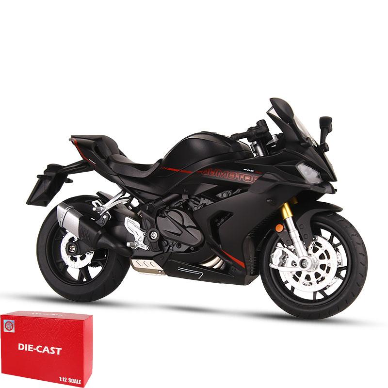 1:12 Qjmotor 600Rs Rennmotorrad Legierung Druckguss Modell Motorrad Geschenkbox Sound und Licht Heimdekoration Schreibtischdekorationen
