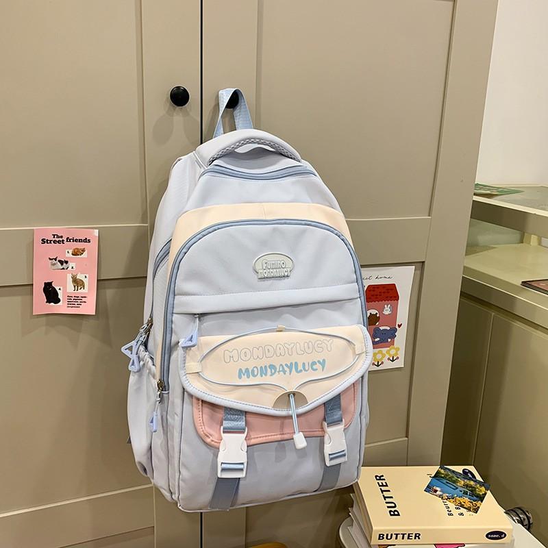 Junior High School Students 'schoolbag Women Light Reduce Burden Face Value Ins Style Large Capacity Backpack Primary Three-piece