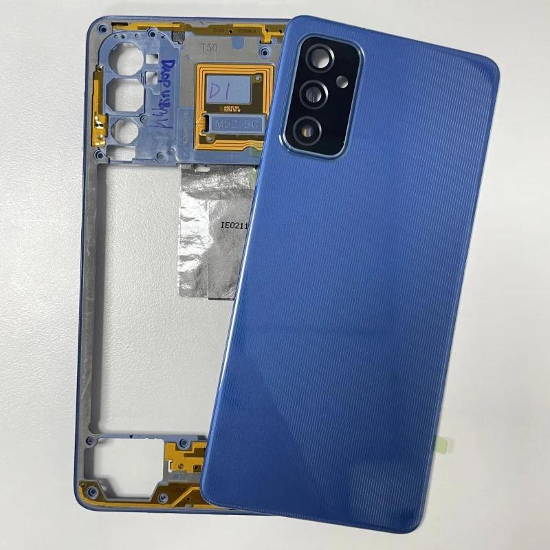 Full Housing Case Middle Frame Battery Back Cover Rear with Camera Lens Repair Parts For Samsung Galaxy M52 5G M526