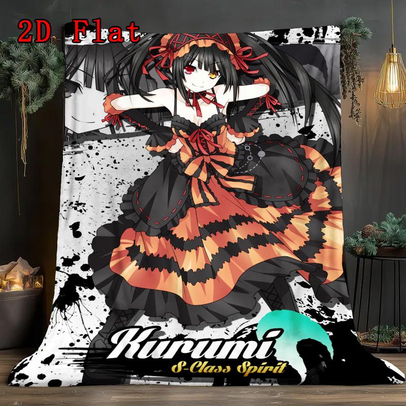 Tokisaki Kurumi 2D Flat Pattern Flannel Blanket High quality All Seasons Warmth and Comfort Perfect for Christmas Gifts.DMT0925450