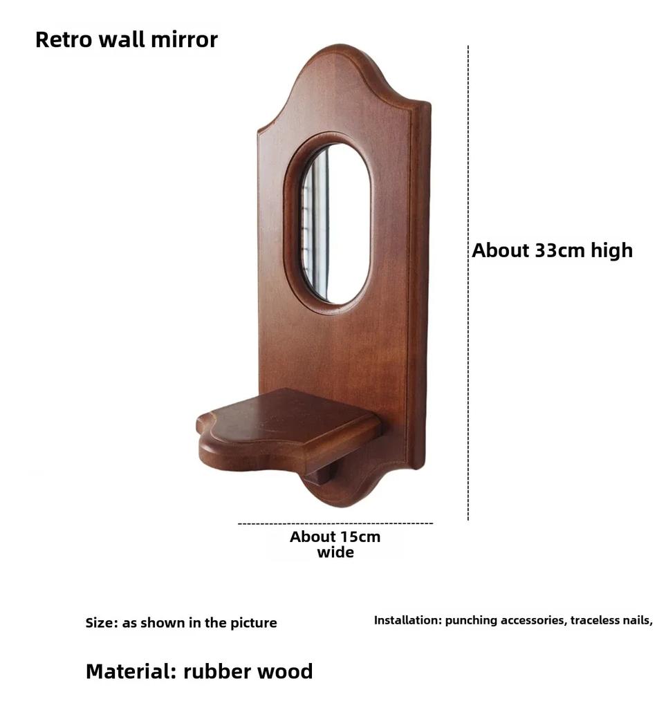 1ks Vintage nástěnné zrcadlo s poličkou Masivní dřevo Držák na svíčku pro aromaterapii Závěsná dekorace do kavárny Dekorativní nástěnný držák