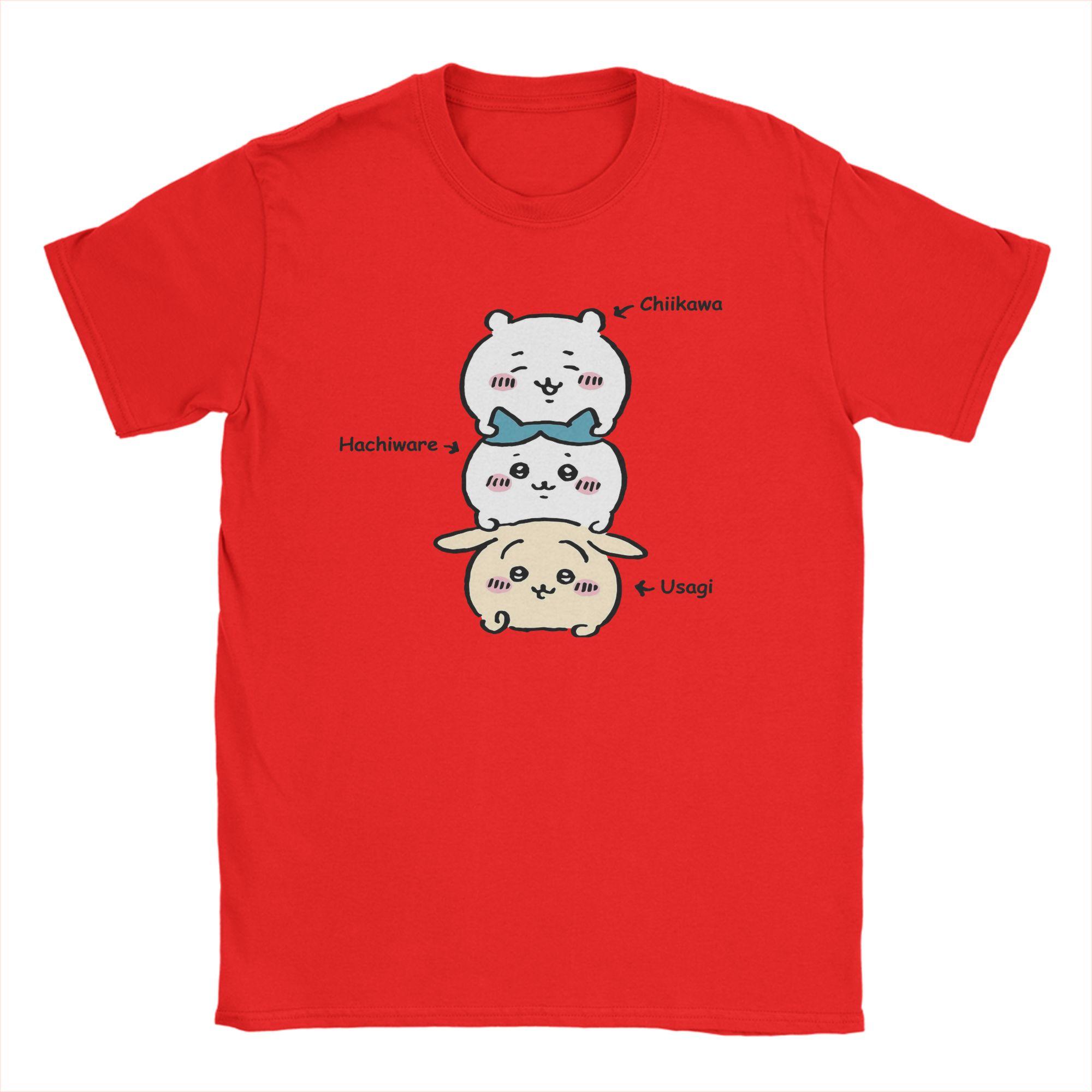 

Vintage Chiikawas Usagi Hachiware Anime TShirts Men Round Neck 100 Cotton T Shirts Short Sleeve Tees 6XL Tops M
