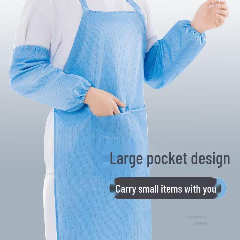 Anti-static Dustproof Apron with Striped Sleeves for Electronic Workshops