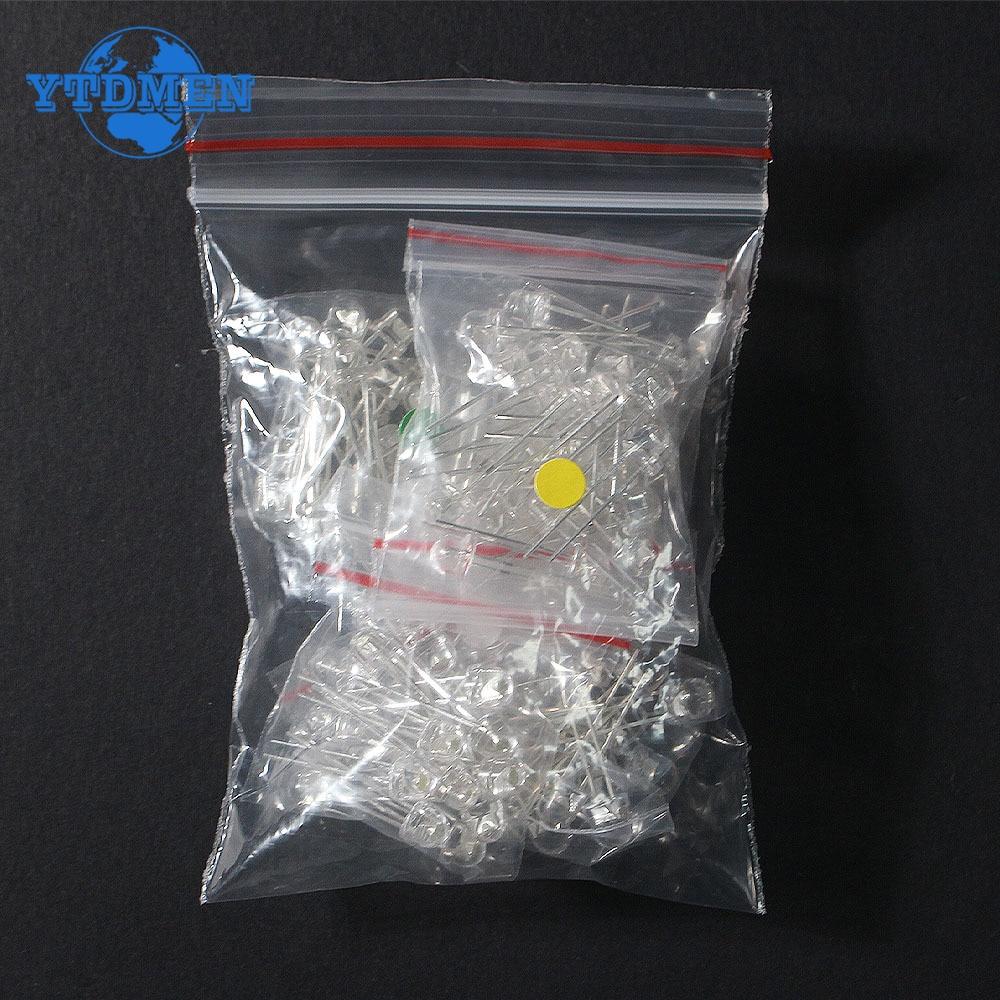 50-200PCS 5mm Straw Hat LED Diode Kit Super Bright F5 Power Light Emitting Diodes Blue Green Red Yellow White DIY