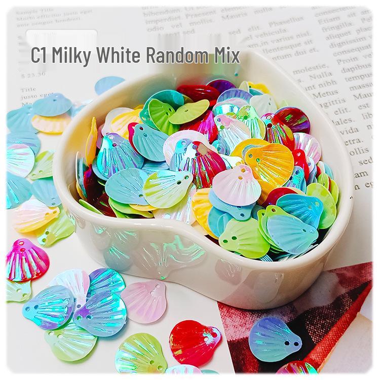 

Yaleduo 12x13 мм Золотые Двухдырочные Пайетки-Ракушки для DIY и Рукоделия - Молочно-Радужные Бусины 20g per pack