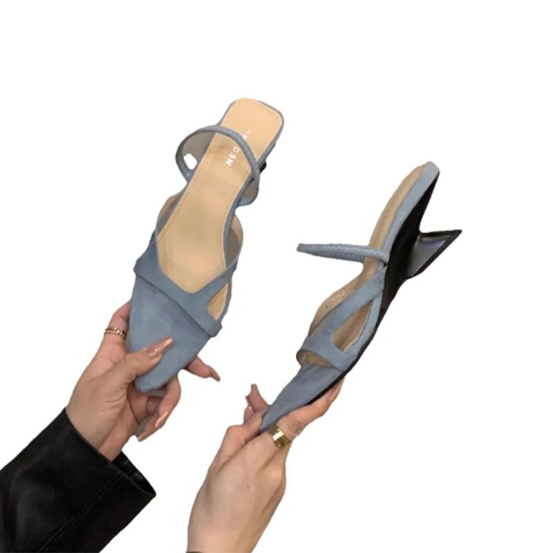 Elegant Mid Heels Women's Sandals Fashion Designer Women Shoes 2025 Sexy Summer Slippers Pumps Party Dress Sandalias De Mujer