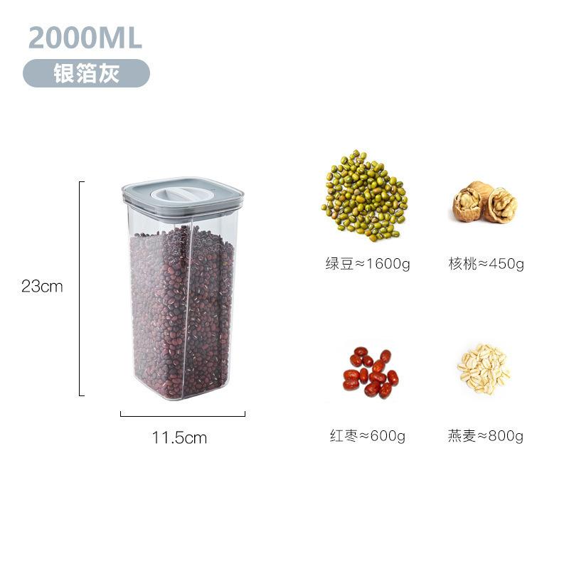 New Knob Sealing Tank Kitchen Transparent Dried Fruit Food Storage Tank Grain Storage Tank Square Sealing Box