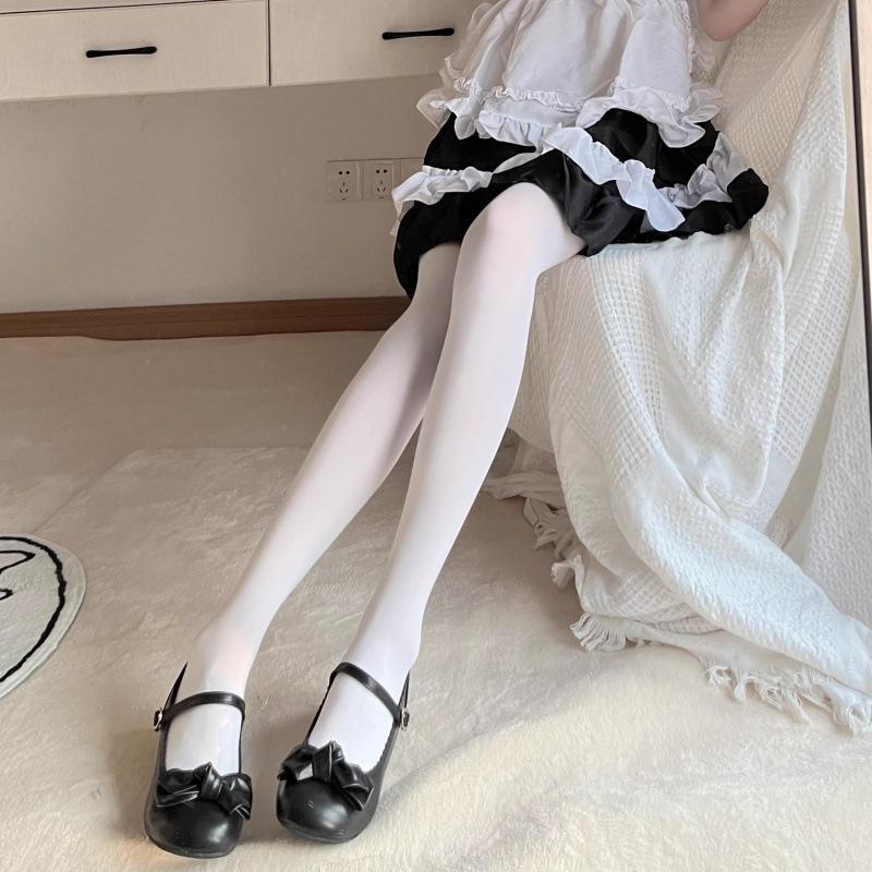 Japanische milchig-weiße Samt-Leggings schwarze Strümpfe Herbst und Winter verdickt warm weich Schwester Frühling und Sommer dünn