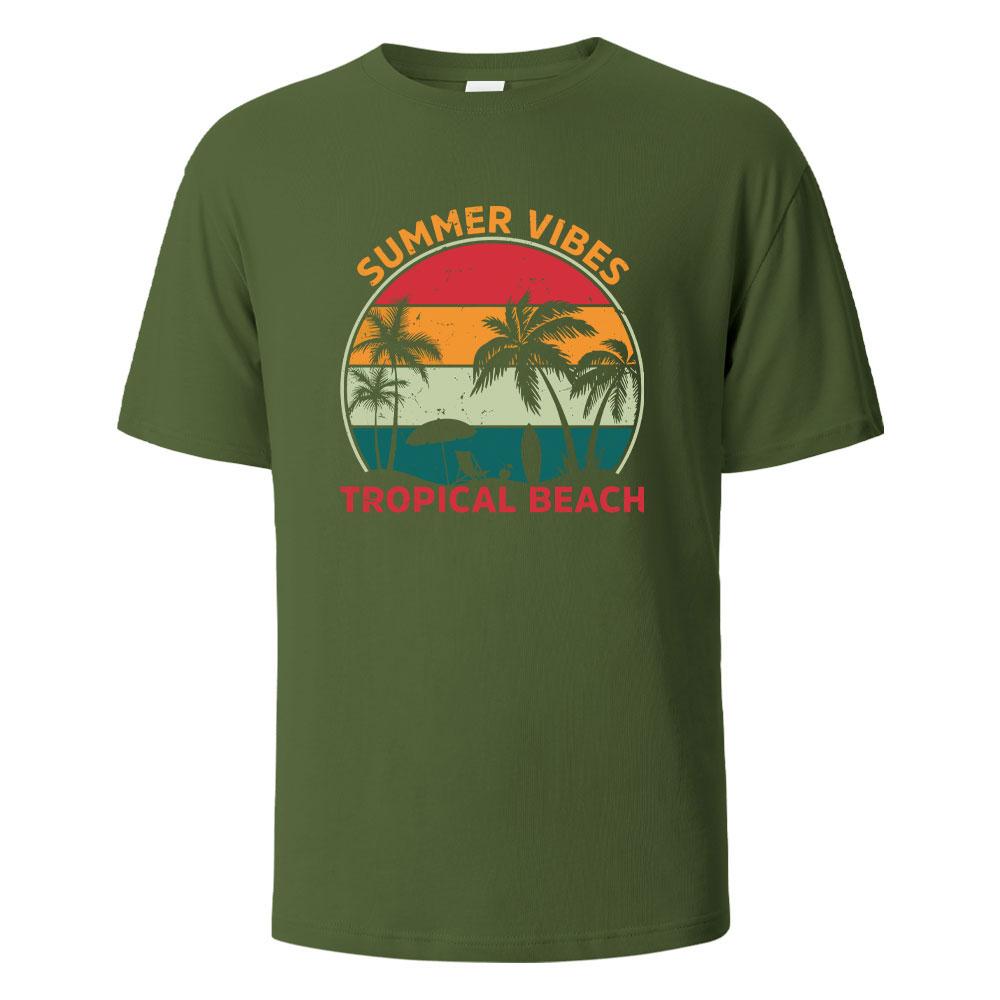 SummerVibes Printing Mens Tshirt Casual Breathable Tshirts 100Cotton Funny Tops Street Oversized TShirts For Men Women Oneck