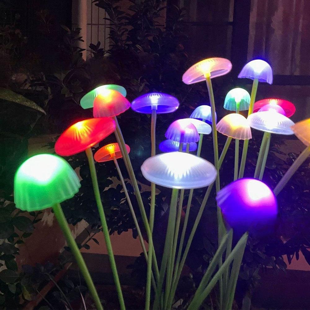 Solar Garden LED Jellyfish Mushroom Lights Waterproof Outdoor Decor Yard Patio Pathway Lawn Lamp