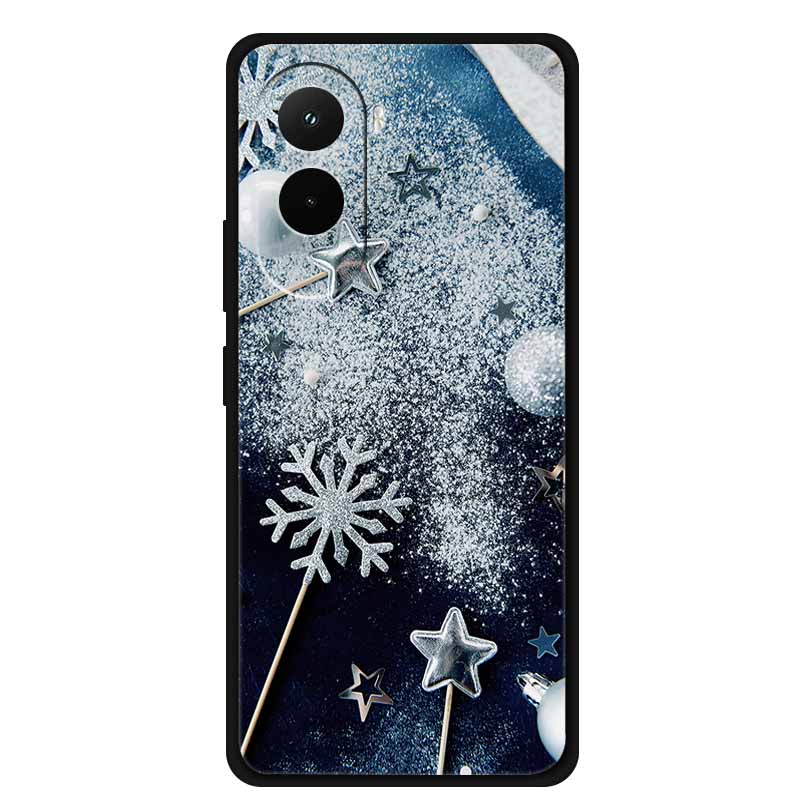Christmas Phone Case For Poco M7 4G Case Christmas Tree Black Silicone Bumper For Xiaomi Poco M7 4G Cover PocoM7 Cartoon Coque