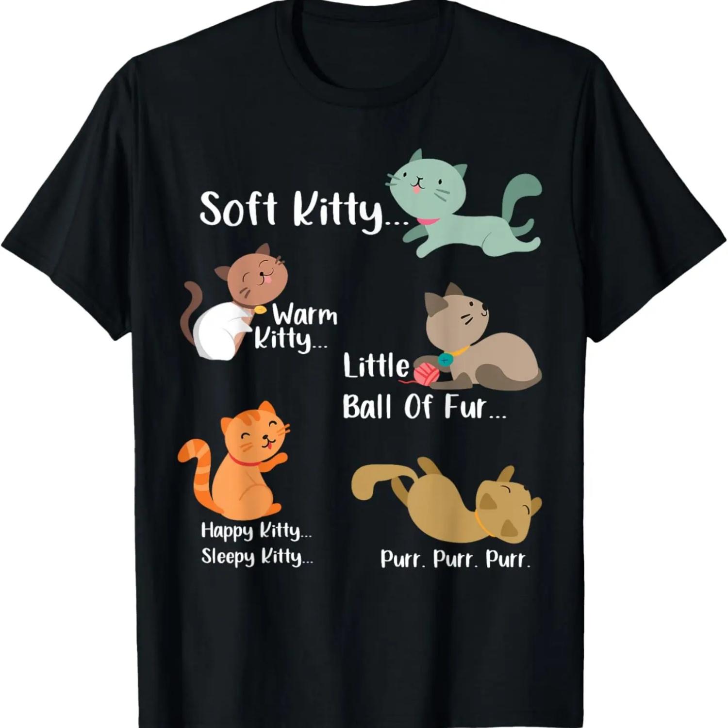 Soft Kitty warn Kitty Ball Of Fur Happy Kitty Sleepy Kitty T-Shirt S чёрный