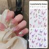 3D Crystal Diamond Butterfly Nail Stickers – Iridescent Glitter Self-Adhesive Decals