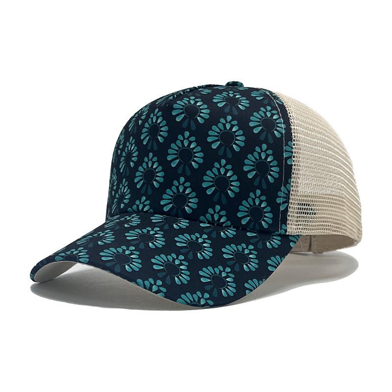 Pattern Floral Casual Wide Brim Baseball Cap Mesh Sun Hat For Outdoor Activities