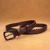 Hand-woven Leather Belt Women's Retro Casual Pin Buckle Hollow Women's Belt