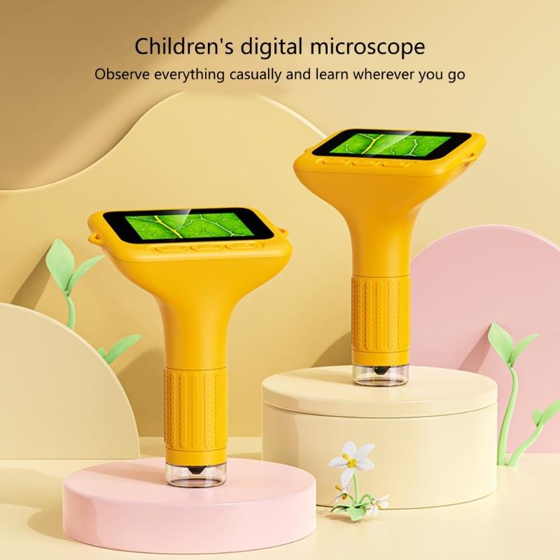 Children Portable Microscope 3inch Display 1000X Zooming Builts In Photo Video Camera Learning Gift for Boys Girls