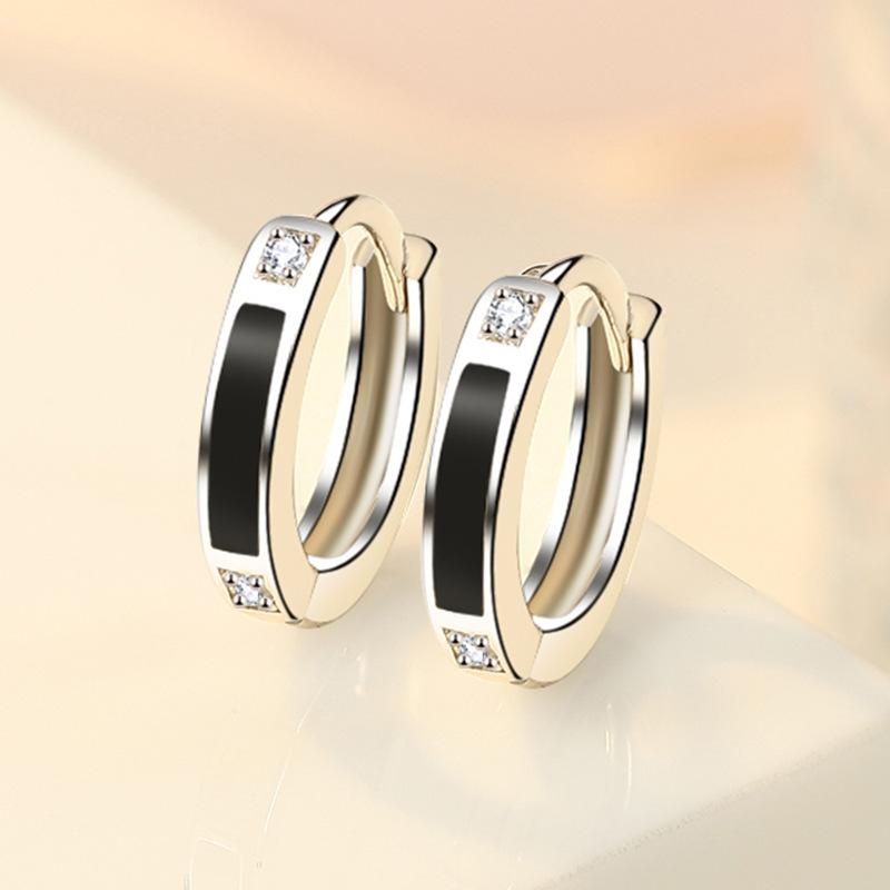 Simple Female Earrings SIlver Needle Single Row Zircon Small Earrings For Women Promise Love Wedding Pendientes