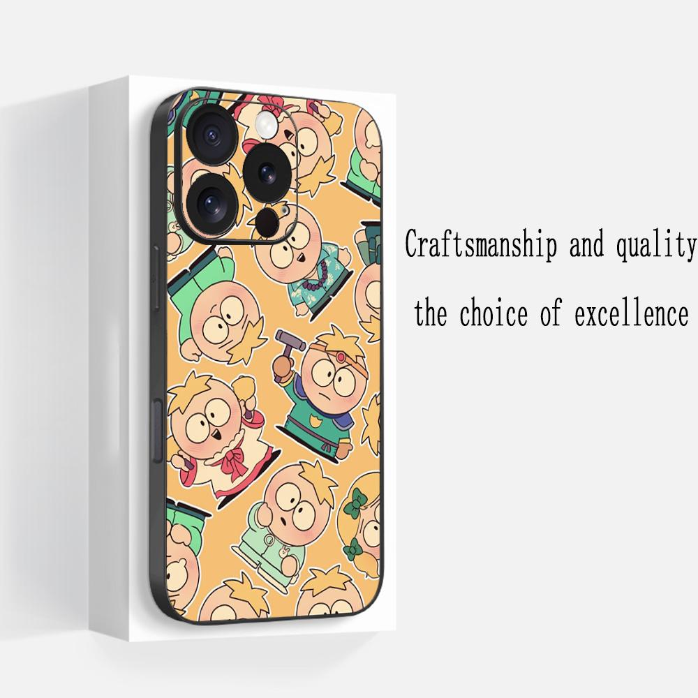 South Park classic anime pattern Phone Case For iPhone 16 16e 15 14 13 12 11 Plus Mini Pro Max Soft black Shockproof Cover iPhone 12