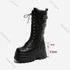 Fashion New Women's Roman Long Boots Autumn Winter Mid-calf Leather Punk Shoe Chunky Platform Casual Knight Boots High Heel Botas Mujer